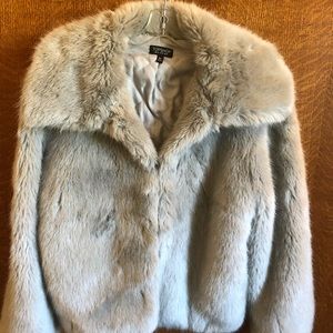 Top Shop faux fur cropped jacket - grey.